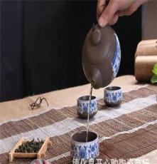 京陶茶具 景德镇陶瓷器 手绘吉祥花茶具 10头三才碗 功夫茶具套装
