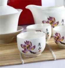 正品亚光茶具批发 供应12头淡雅陶瓷茶具 套装贴花亚光瓷茶具