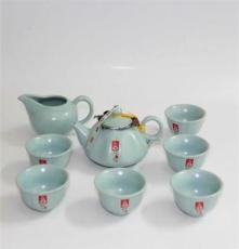 德化精品陶瓷批发销售 汝窑六角壶套装 功夫茶具套装出售