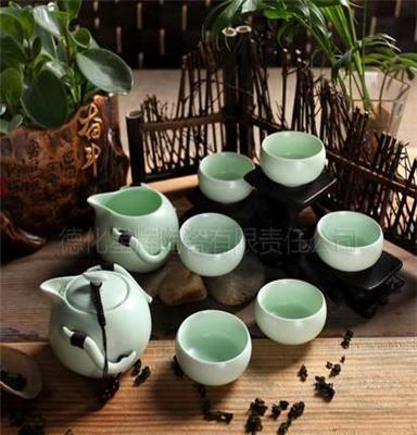 厂家直销 定窑茶具 亚光釉 巧云八件套装 陶瓷茶具礼品 特价批发