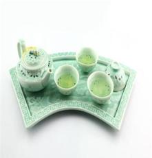 供应2013年新款高档玲珑瓷茶具 米通青花瓷茶具套装 龙泉青瓷茶具