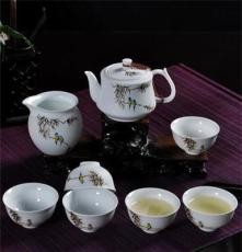 供应德化陶瓷茶具 竹林之恋8头功夫茶具 珍珠釉茶具