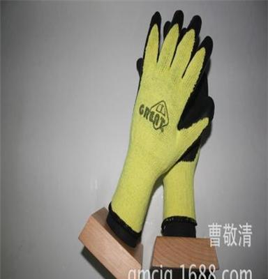 10针黄沙黑劳保手套，工作手套，耐磨手套