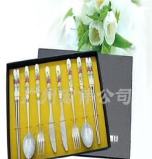 禮盒套裝 送禮佳品！陶瓷筷勺八件套 韓式花紋餐具禮盒 骨瓷餐具