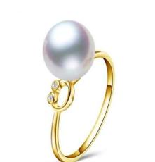 珍珠美人 海水珍珠戒指 合心 白色/金色可选