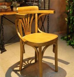 麦德嘉MDJ-ZTY11韩式实木椅子漫咖啡桌椅带扶手座椅 胡桃里家具
