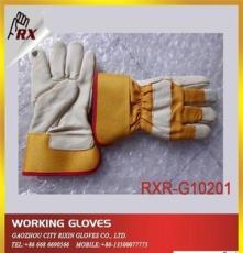 厂家供应 10.5寸牛头层全掌皮制防刺割耐温防护手套RXR-G10201
