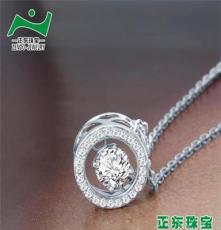 广州正东珠宝首饰厂18K白金项链吊坠日本动态钻石镶嵌技术