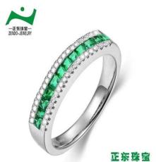 广州正东珠宝 加18K白金祖母绿戒指 精工钻石微镶珠宝 珠宝设计