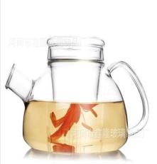 厂家直销短嘴平盖花茶壶 带内胆过滤耐热玻璃茶壶批发加工茶具