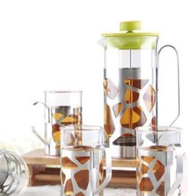 心生活耐高温玻璃茶具套装 水立方五件套茶具