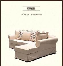 北欧宜家风格家具 客厅沙发 全实木布艺 组合转角沙发组合