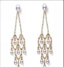 2013韩版新款珍珠水钻金色精品耳环