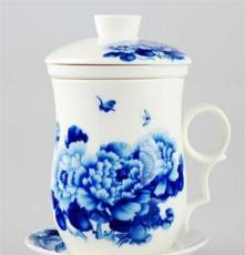 春节礼品 陶瓷带盖骨瓷大水杯子