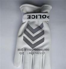 白色交通指挥反光pu皮手套 冬季执勤保暖加绒防水手套 保安白手套