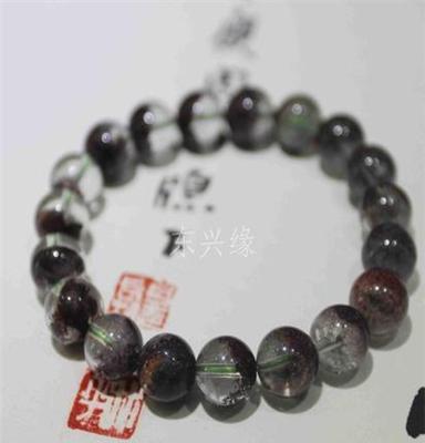 梦祥饰品 纯天然巴西红幽灵手链 通透体好 正品水晶饰品 送礼品