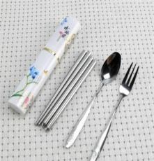 超低价特惠装不锈钢餐具 不锈钢筷子便携式餐具 餐具三件套