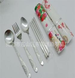 厂家直销便携不锈钢餐具 中国风礼品勺叉筷三件套 旅游环保餐具