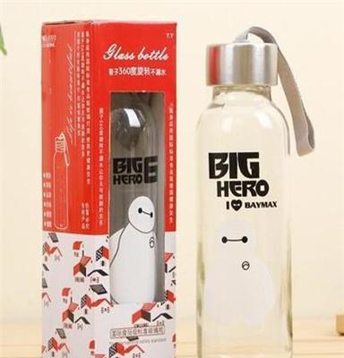 新品 大白款玻璃杯 原创可爱超能陆战队 透明玻璃水杯 礼品杯子