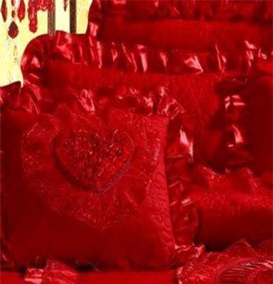 厂家直销 玫瑰 家纺 婚庆 床上用品 全棉纯棉大红 结婚七件套