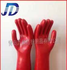 低价批发劳保防护用品红色工业保暖绒布内里浸胶防水耐磨长手套