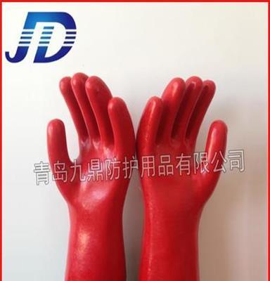 低价批发劳保防护用品红色工业保暖绒布内里浸胶防水耐磨长手套