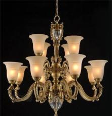 欧美式水晶铜灯单双层客厅卧室吊灯6头吊灯