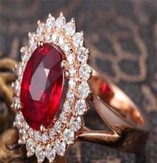 1.52克拉缅甸无烧天然红宝石戒指 正品 钻石女戒 18k玫瑰金