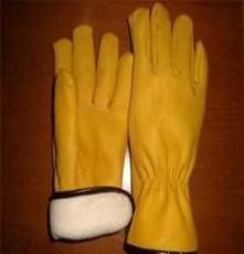 金黄色牛头层全掌保暖防寒司机专用防护手套