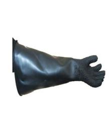 青岛加厚65公分长乳胶喷砂手套，带颗粒喷砂防护手套