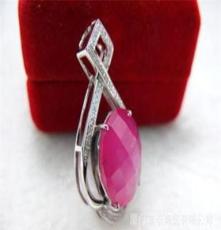 天然缅甸红宝石 璀璨红宝镶18K白金钻石吊坠 时尚大方贵气