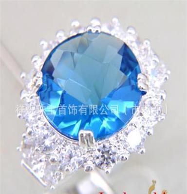 厂家直销925银蓝晶石戒指 库存水晶戒指 创意戒指批发 首饰品