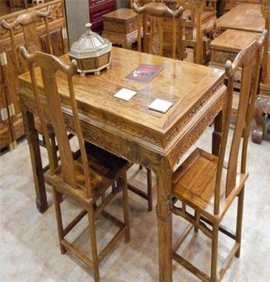 明清古典家具 红木檀香木 实木 餐桌 7件套