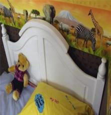 全实木白色田园 人生同款欧式家具 高档七彩单人床 1.35米儿童床