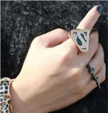 韩版流行个性饰品 三角几何S超人戒指 首饰套装批发