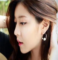韩国同款耳饰 时尚简约大小贝壳珍珠圆形开口耳环耳钉 女