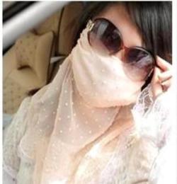 时尚夏季防UV防晒超大护颈口罩薄 紫外线蕾丝透气防尘面罩口罩