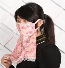 厂家直销夏日骑行防晒韩版口罩 雪纺蕾丝透气棉护颈口罩面罩