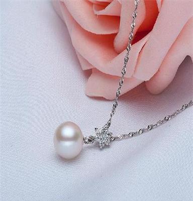 花朵镶钻925银珍珠耳环 水滴形 白粉紫三色