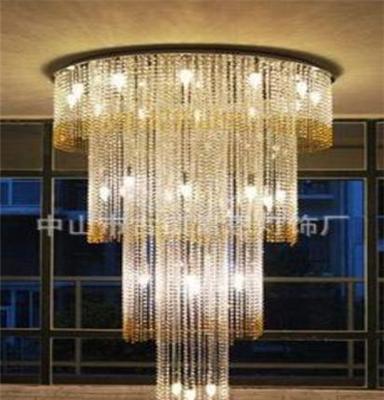 厂家直销 现代水晶吊灯金色水晶灯楼梯灯酒店工程灯订做灯具灯饰