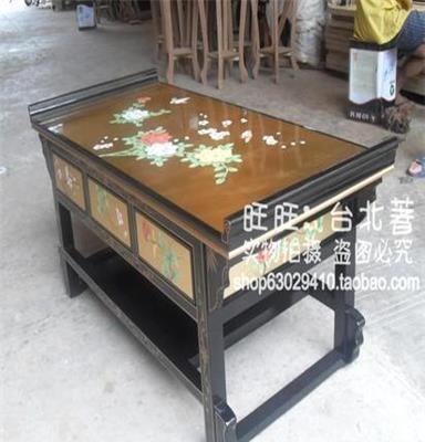 仿古家具 田园家具 中式漆器手绘彩绘 地柜 茶几n018