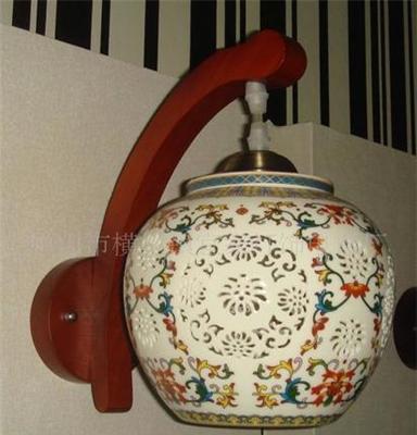 供应1905-1宜家直销壁灯红木镂空陶瓷别墅壁灯镜前灯餐厅灯饰灯具