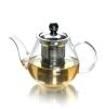高硼耐热玻璃 花茶壶600ml 带不锈钢过滤茶漏 玻璃茶具