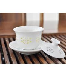 德化陶瓷批发 玲珑陶瓷茶具套装 精致镂空设计 高档茶具礼品