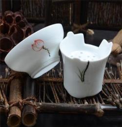 鑫尚德 10头手绘荷花盖碗茶具套装批发支持淘宝代理礼品茶具