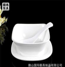 A5白色套裝碗甜品碗滿記港式糖水碗密胺仿瓷餐具塑料四角碗