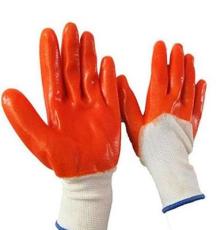厂家直销白纱橘红PVC挂胶劳保防护手套