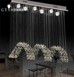 热销光艺尚现代简约led水晶灯K9水晶灯吧台吊灯创意长方形餐厅灯