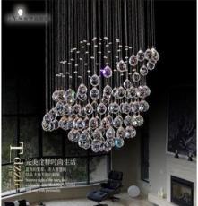 光艺尚欧式吊线水晶吊灯客厅 创意复式楼现代简约别墅水晶长吊灯