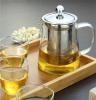 优质耐热玻璃茶具，手工吹制，花茶钢漏壶，欢迎订做。